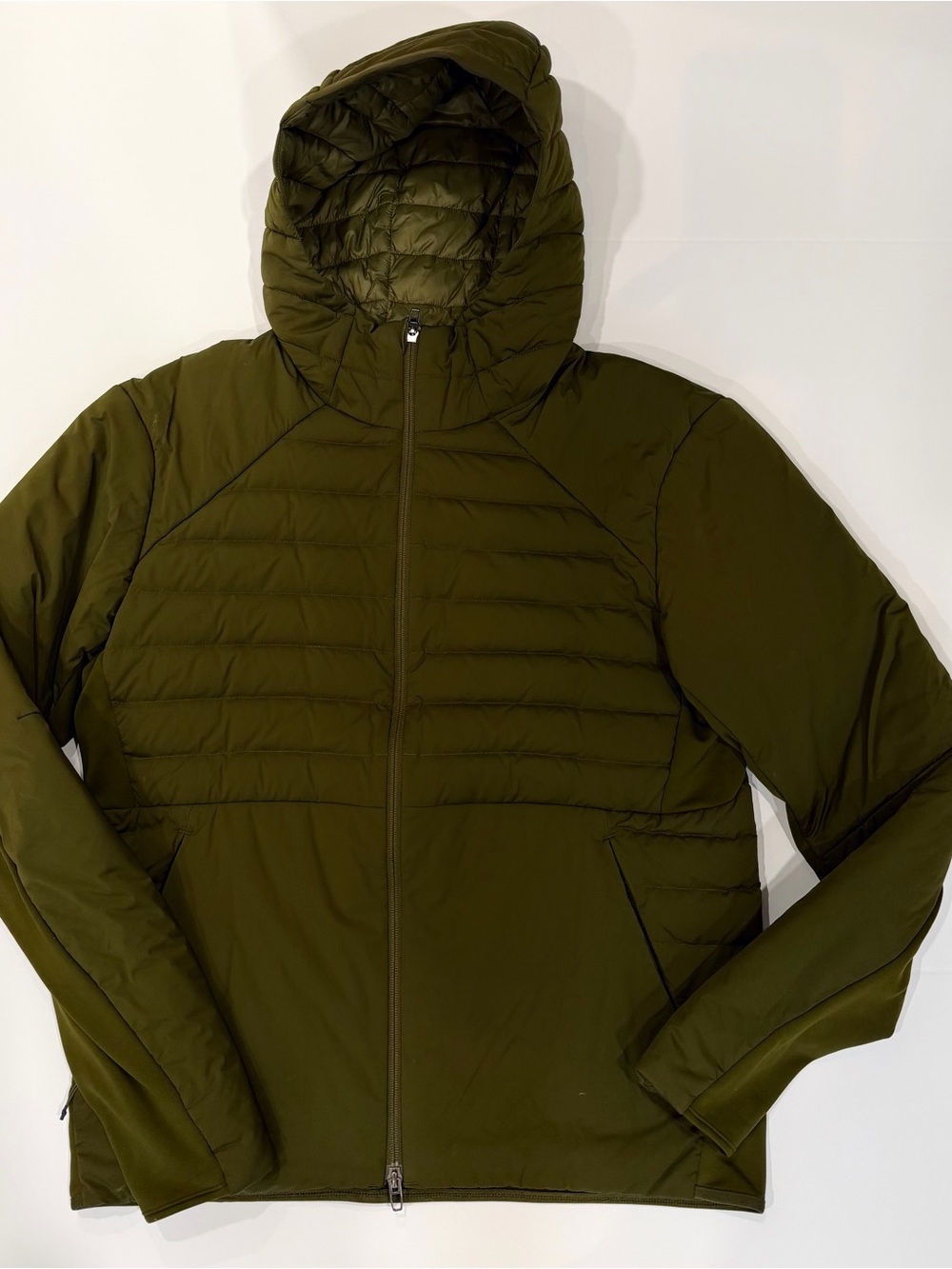 Men’s Lululemon Olive Hooded Puffy Jacket Sz Medium